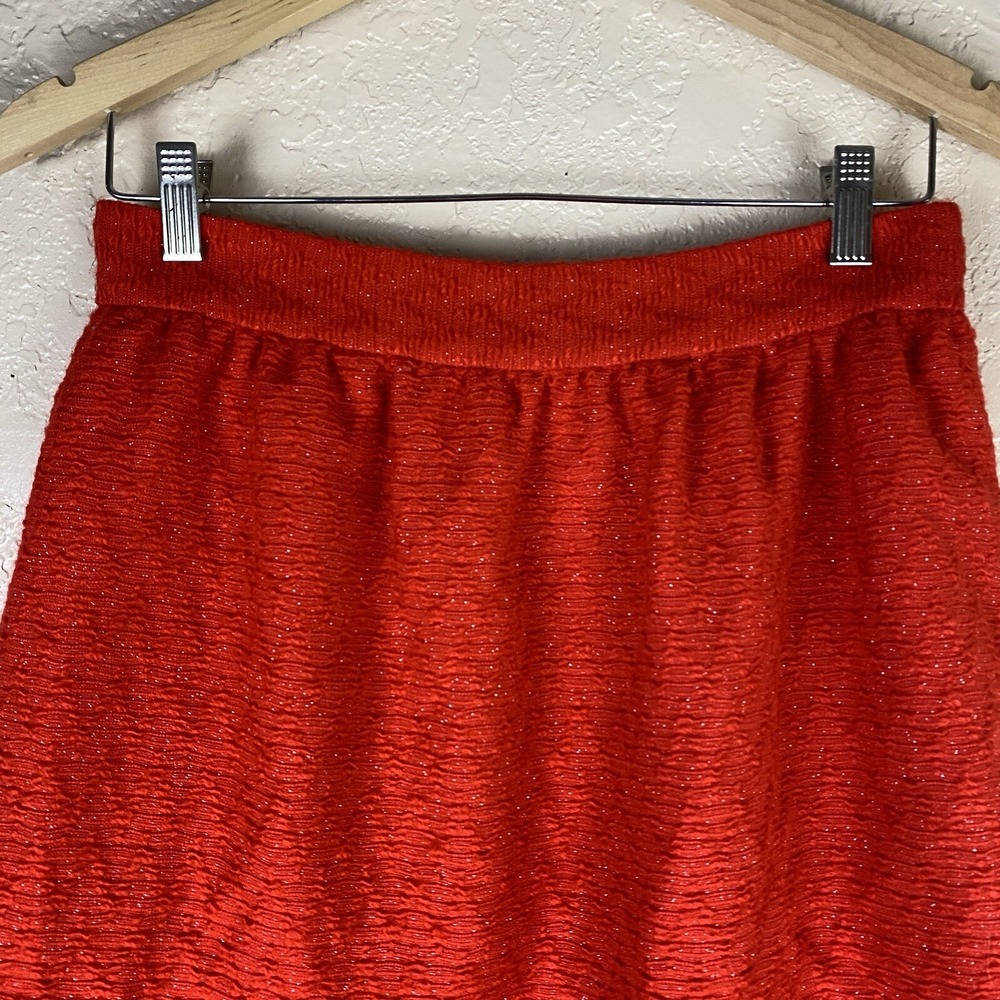 Alice Olivia 6 Tweed Mini Skirt A Line Red Knit Preppy School Girl Gold Glitter - Picture 2 of 8